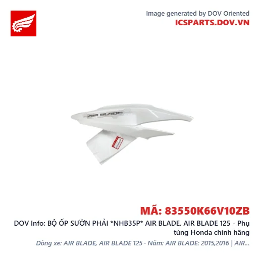 BỘ ỐP SƯỜN PHẢI *NHB35P* AIR BLADE, AIR BLADE 125 - Phụ tùng Honda chính hãng