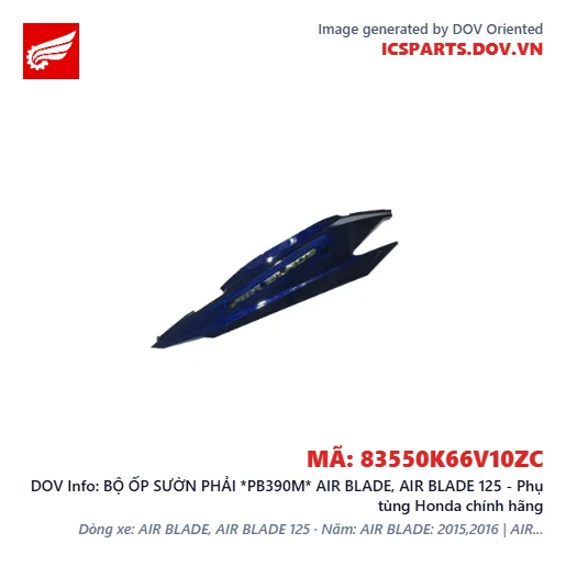 BỘ ỐP SƯỜN PHẢI *PB390M* AIR BLADE, AIR BLADE 125 - Phụ tùng Honda chính hãng