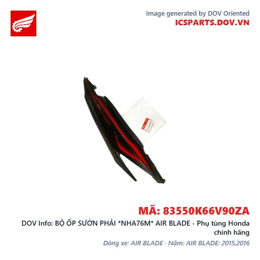 BỘ ỐP SƯỜN PHẢI *NHA76M* AIR BLADE - Phụ tùng Honda chính hãng