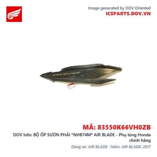 BỘ ỐP SƯỜN PHẢI *NHB74M* AIR BLADE - Phụ tùng Honda chính hãng