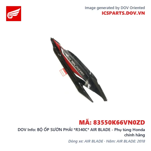 BỘ ỐP SƯỜN PHẢI *R340C* AIR BLADE - Phụ tùng Honda chính hãng