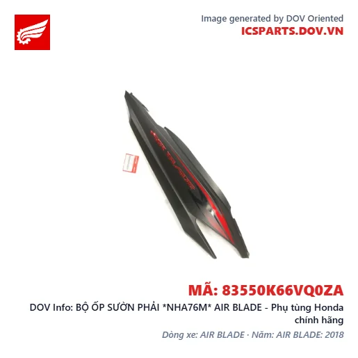 BỘ ỐP SƯỜN PHẢI *NHA76M* AIR BLADE - Phụ tùng Honda chính hãng