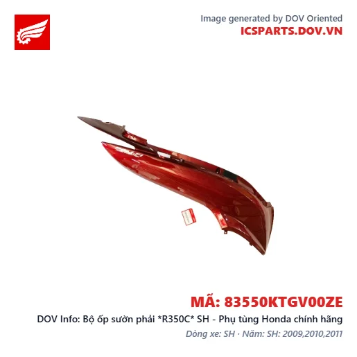 Bộ ốp sườn phải *R350C* SH - Phụ tùng Honda chính hãng