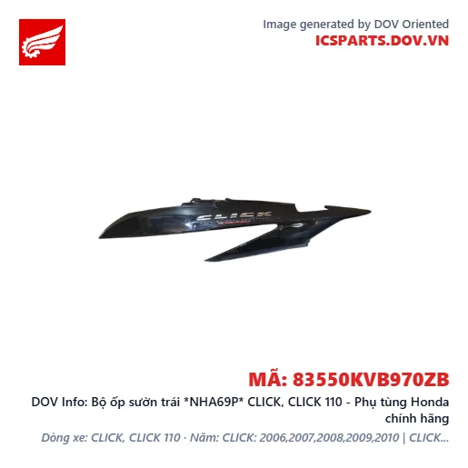 Bộ ốp sườn trái *NHA69P* CLICK, CLICK 110 - Phụ tùng Honda chính hãng