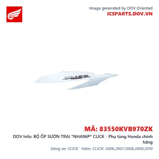 BỘ ỐP SƯỜN TRÁI *NHA96P* CLICK - Phụ tùng Honda chính hãng