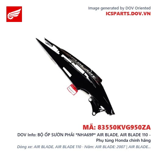 BỘ ỐP SƯỜN PHẢI *NHA69P* AIR BLADE, AIR BLADE 110 - Phụ tùng Honda chính hãng