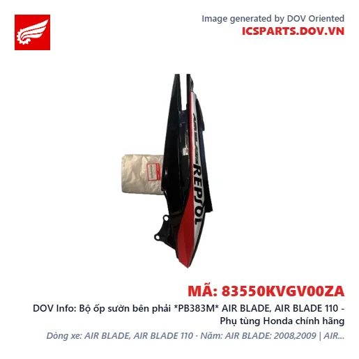 Bộ ốp sườn bên phải *PB383M* AIR BLADE, AIR BLADE 110 - Phụ tùng Honda chính hãng