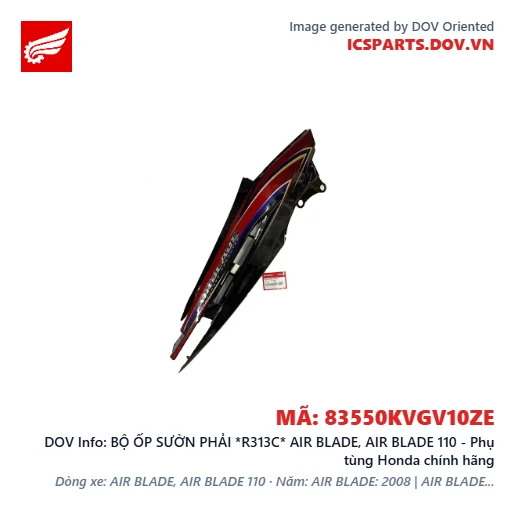 BỘ ỐP SƯỜN PHẢI *R313C* AIR BLADE, AIR BLADE 110 - Phụ tùng Honda chính hãng