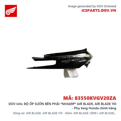 BỘ ỐP SƯỜN BÊN PHẢI *NHA69P* AIR BLADE, AIR BLADE 110 - Phụ tùng Honda chính hãng