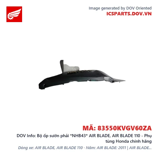 Bộ ốp sườn phải *NHB43* AIR BLADE, AIR BLADE 110 - Phụ tùng Honda chính hãng