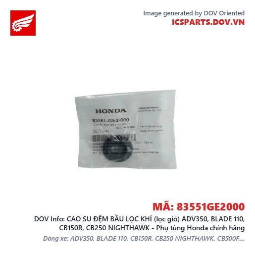 CAO SU ĐỆM BẦU LỌC KHÍ (lọc gió) ADV350, BLADE 110, CB150R, CB250 NIGHTHAWK - Phụ tùng Honda chính hãng