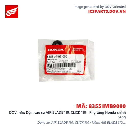 Đệm cao su AIR BLADE 110, CLICK 110 - Phụ tùng Honda chính hãng