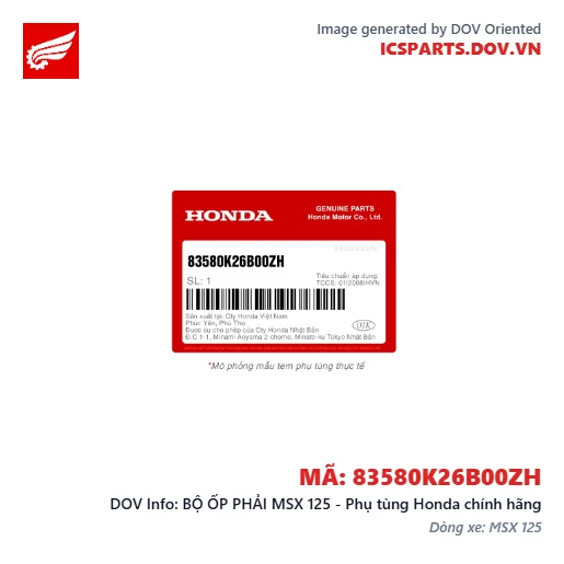 BỘ ỐP PHẢI MSX 125 - Phụ tùng Honda chính hãng