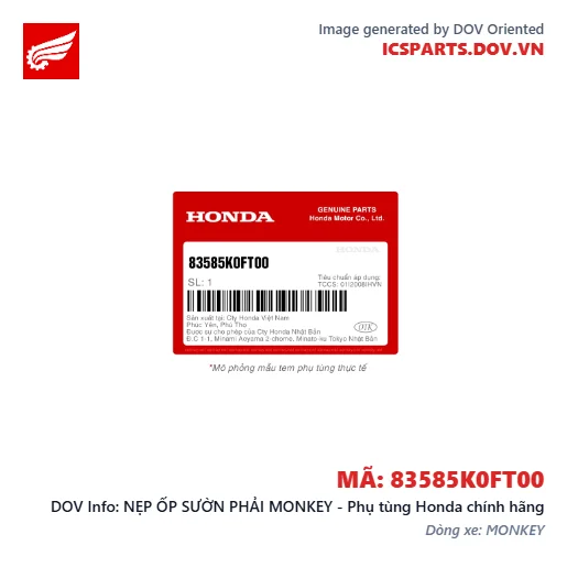 NẸP ỐP SƯỜN PHẢI MONKEY - Phụ tùng Honda chính hãng