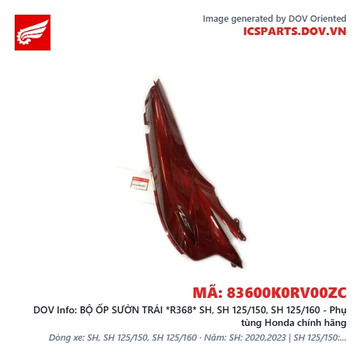 BỘ ỐP SƯỜN TRÁI *R368* SH, SH 125/150, SH 125/160 - Phụ tùng Honda chính hãng