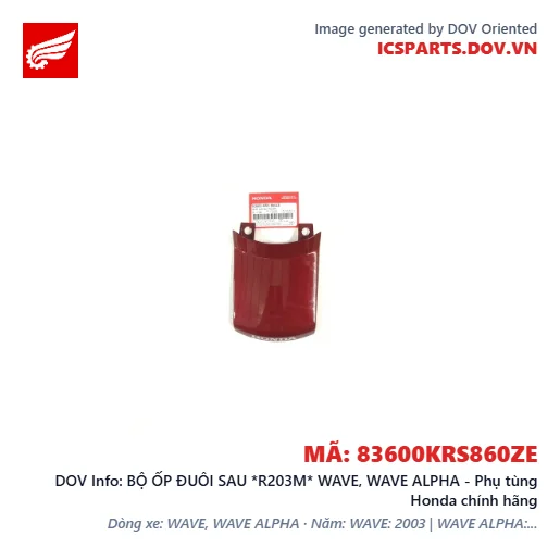 BỘ ỐP ĐUÔI SAU *R203M* WAVE, WAVE ALPHA - Phụ tùng Honda chính hãng