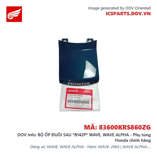 BỘ ỐP ĐUÔI SAU *B142P* WAVE, WAVE ALPHA - Phụ tùng Honda chính hãng