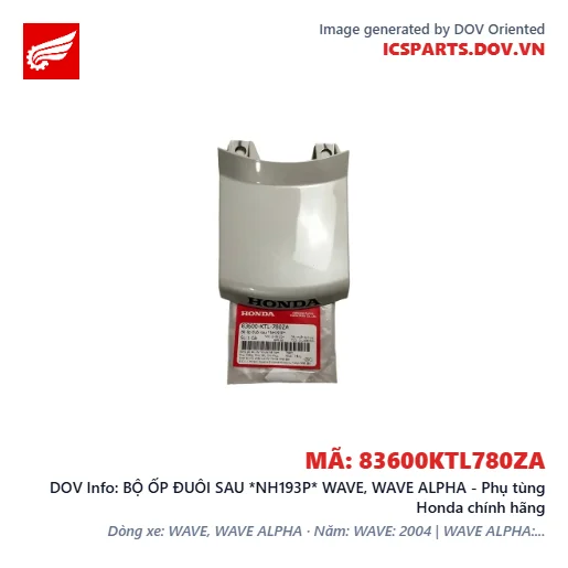 BỘ ỐP ĐUÔI SAU *NH193P* WAVE, WAVE ALPHA - Phụ tùng Honda chính hãng