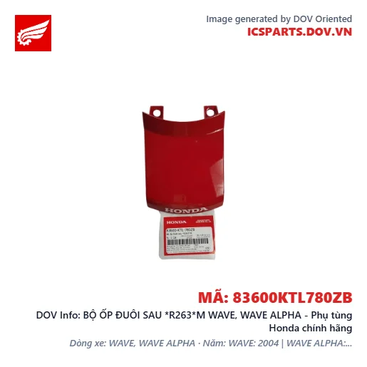 BỘ ỐP ĐUÔI SAU *R263*M WAVE, WAVE ALPHA - Phụ tùng Honda chính hãng