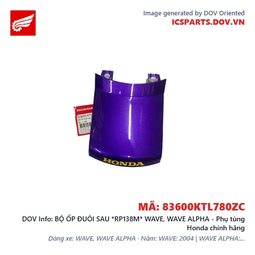 BỘ ỐP ĐUÔI SAU *RP138M* WAVE, WAVE ALPHA - Phụ tùng Honda chính hãng