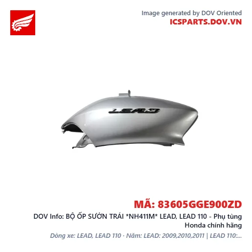 BỘ ỐP SƯỜN TRÁI *NH411M* LEAD, LEAD 110 - Phụ tùng Honda chính hãng