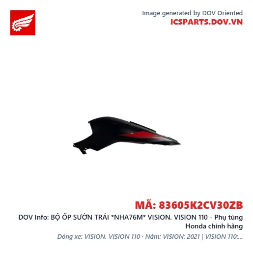 BỘ ỐP SƯỜN TRÁI *NHA76M* VISION, VISION 110 - Phụ tùng Honda chính hãng