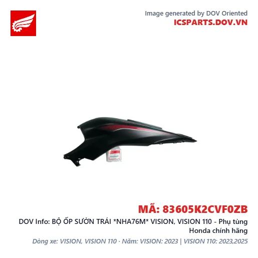 BỘ ỐP SƯỜN TRÁI *NHA76M* VISION, VISION 110 - Phụ tùng Honda chính hãng