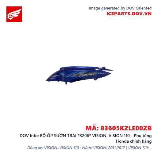 BỘ ỐP SƯỜN TRÁI *B206* VISION, VISION 110 - Phụ tùng Honda chính hãng