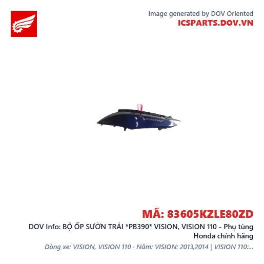 BỘ ỐP SƯỜN TRÁI *PB390* VISION, VISION 110 - Phụ tùng Honda chính hãng