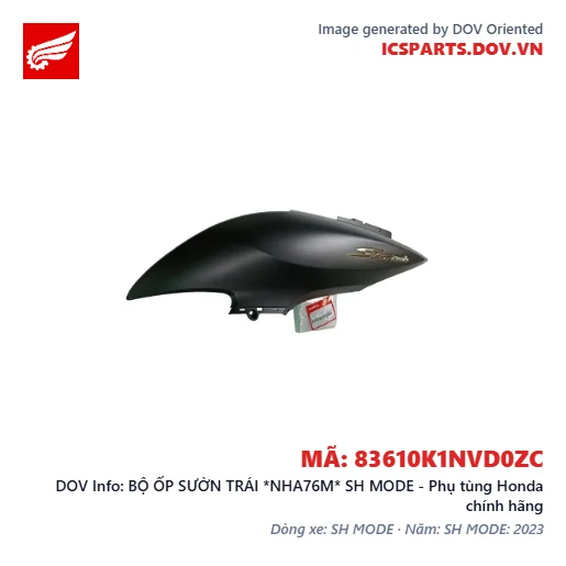 BỘ ỐP SƯỜN TRÁI *NHA76M* SH MODE - Phụ tùng Honda chính hãng