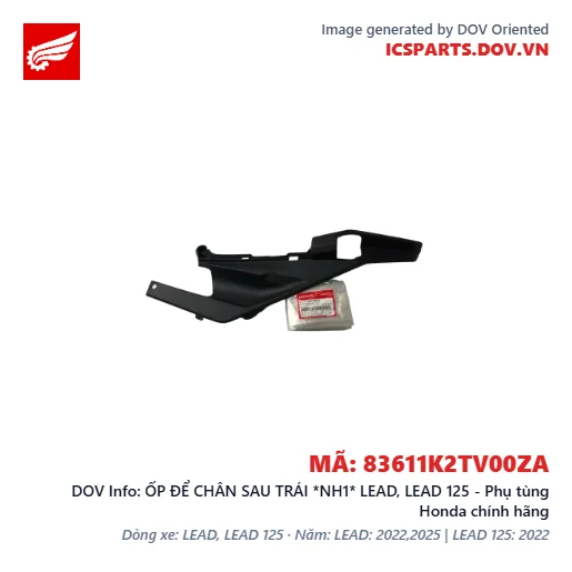ỐP ĐỂ CHÂN SAU TRÁI *NH1* LEAD, LEAD 125 - Phụ tùng Honda chính hãng