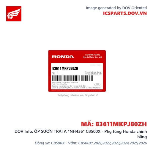 ỐP SƯỜN TRÁI A *NH436* CB500X - Phụ tùng Honda chính hãng