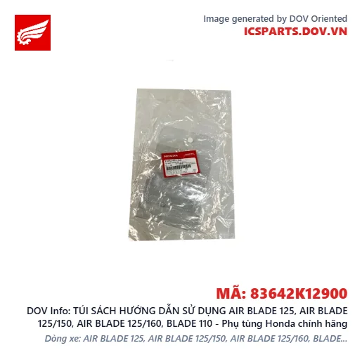 TÚI SÁCH HƯỚNG DẪN SỬ DỤNG AIR BLADE 125, AIR BLADE 125/150, AIR BLADE 125/160, BLADE 110 - Phụ tùng Honda chính hãng