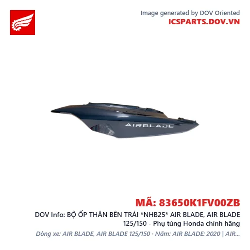 BỘ ỐP THÂN BÊN TRÁI *NHB25* AIR BLADE, AIR BLADE 125/150 - Phụ tùng Honda chính hãng