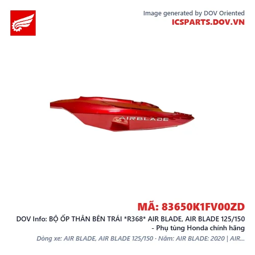 BỘ ỐP THÂN BÊN TRÁI *R368* AIR BLADE, AIR BLADE 125/150 - Phụ tùng Honda chính hãng