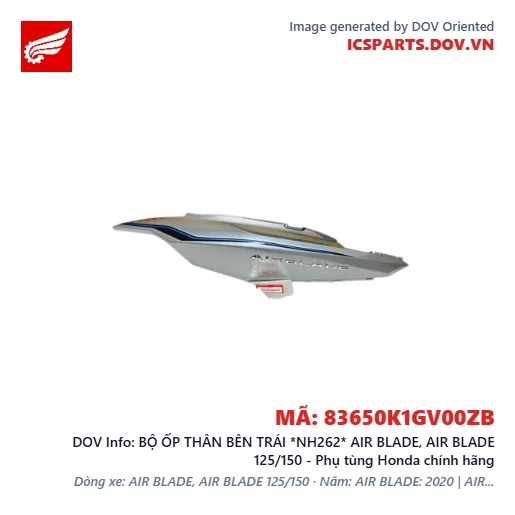 BỘ ỐP THÂN BÊN TRÁI *NH262* AIR BLADE, AIR BLADE 125/150 - Phụ tùng Honda chính hãng