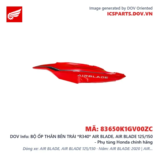 BỘ ỐP THÂN BÊN TRÁI *R340* AIR BLADE, AIR BLADE 125/150 - Phụ tùng Honda chính hãng