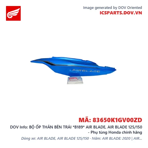 BỘ ỐP THÂN BÊN TRÁI *B189* AIR BLADE, AIR BLADE 125/150 - Phụ tùng Honda chính hãng