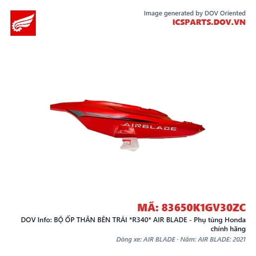 BỘ ỐP THÂN BÊN TRÁI *R340* AIR BLADE - Phụ tùng Honda chính hãng