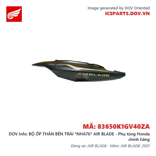 BỘ ỐP THÂN BÊN TRÁI *NHA76* AIR BLADE - Phụ tùng Honda chính hãng