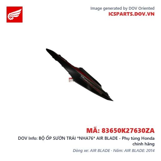 BỘ ỐP SƯỜN TRÁI *NHA76* AIR BLADE - Phụ tùng Honda chính hãng