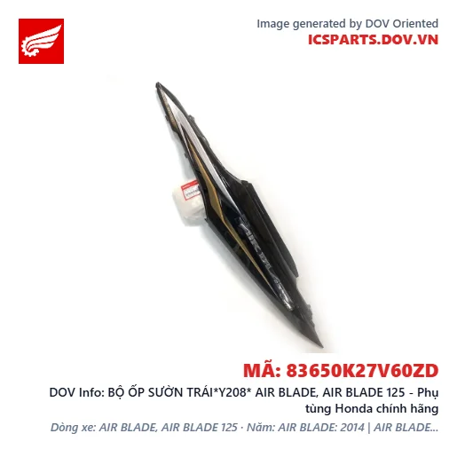 BỘ ỐP SƯỜN TRÁI*Y208* AIR BLADE, AIR BLADE 125 - Phụ tùng Honda chính hãng