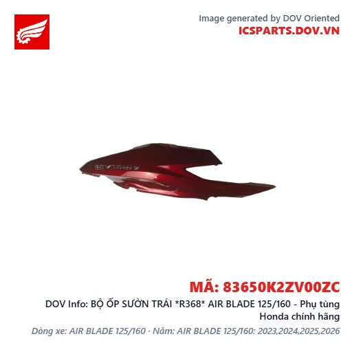 BỘ ỐP SƯỜN TRÁI *R368* AIR BLADE 125/160 - Phụ tùng Honda chính hãng