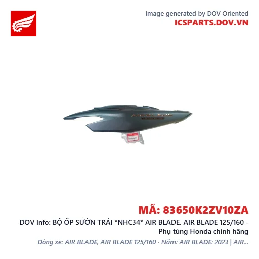 BỘ ỐP SƯỜN TRÁI *NHC34* AIR BLADE, AIR BLADE 125/160 - Phụ tùng Honda chính hãng