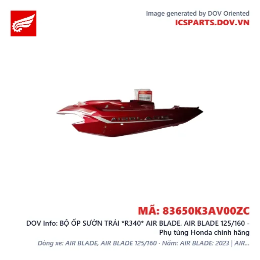 BỘ ỐP SƯỜN TRÁI *R340* AIR BLADE, AIR BLADE 125/160 - Phụ tùng Honda chính hãng
