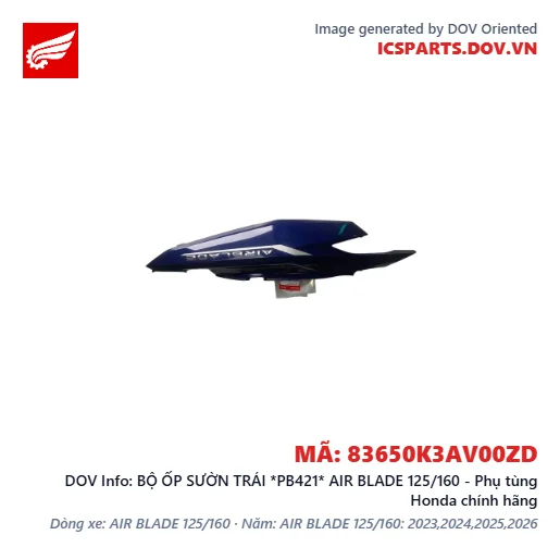 BỘ ỐP SƯỜN TRÁI *PB421* AIR BLADE 125/160 - Phụ tùng Honda chính hãng