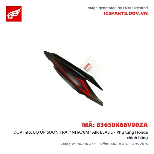 BỘ ỐP SƯỜN TRÁI *NHA76M* AIR BLADE - Phụ tùng Honda chính hãng