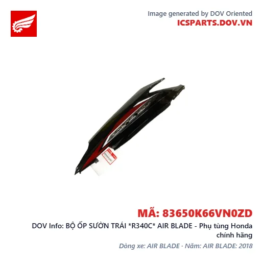 BỘ ỐP SƯỜN TRÁI *R340C* AIR BLADE - Phụ tùng Honda chính hãng