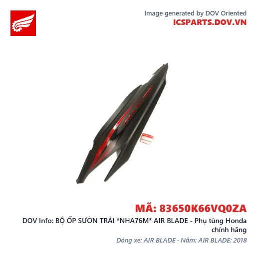 BỘ ỐP SƯỜN TRÁI *NHA76M* AIR BLADE - Phụ tùng Honda chính hãng
