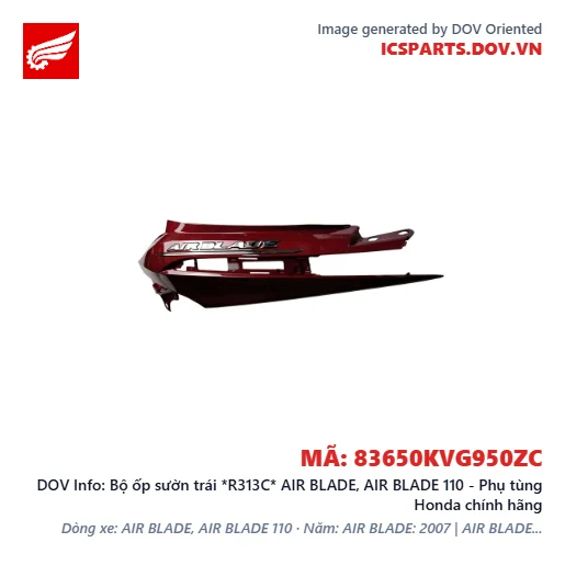 Bộ ốp sườn trái *R313C* AIR BLADE, AIR BLADE 110 - Phụ tùng Honda chính hãng